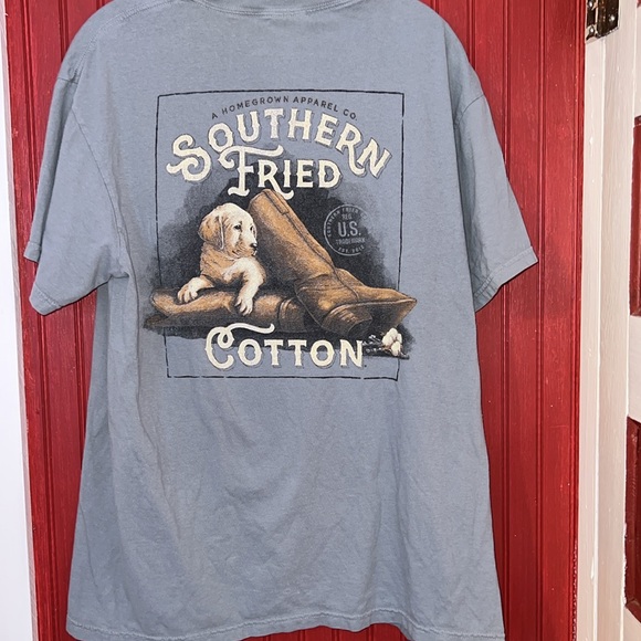 Southern Fried Cotton Gray Short Sleeve Tee Dog Boots L - Picture 3 of 5